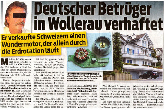 Betrüger mit angeblichem Wundermotor