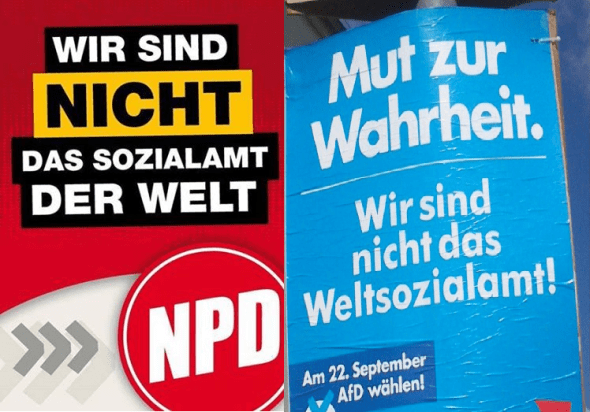 Ähnliche Plakate: AfD und NPD.